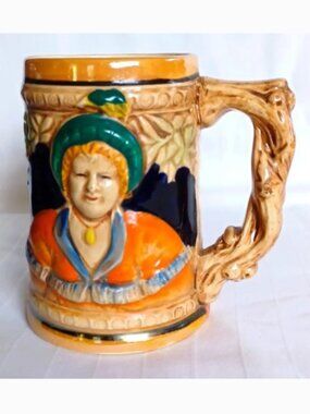 Vintage Japanese Made German Style Beer Stein/Mug With Traditional Woman Motif